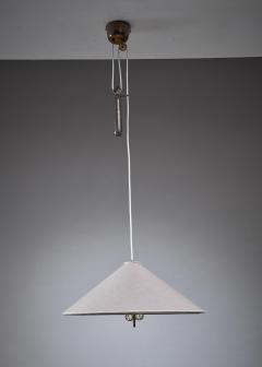 Paavo Tynell Paavo Tynell pendant with fabric shade branded Taito Finland 1950s - 878790