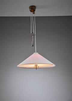 Paavo Tynell Paavo Tynell pendant with fabric shade branded Taito Finland 1950s - 878791