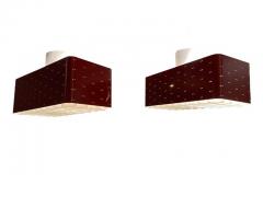 Paavo Tynell Pair Of Paavo Tynell Starry Sky Ceiling Lamps 9068 In Red White Idman 1950s - 3994339