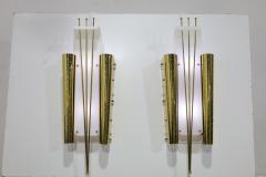 Paavo Tynell Pair of Italian Wall Sconces in Brass and Lucite 1960s - 4729818