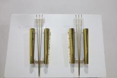 Paavo Tynell Pair of Italian Wall Sconces in Brass and Lucite 1960s - 4729820