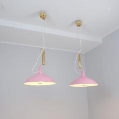 Paavo Tynell Pair of Paavo Tynell Adjustable Ceiling Lamps Model A1965 in Pink Taito 1950s - 4279698