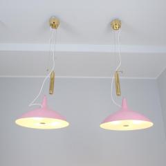 Paavo Tynell Pair of Paavo Tynell Adjustable Ceiling Lamps Model A1965 in Pink Taito 1950s - 4279699