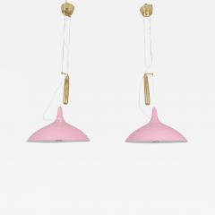 Paavo Tynell Pair of Paavo Tynell Adjustable Ceiling Lamps Model A1965 in Pink Taito 1950s - 4281516
