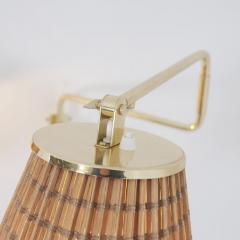 Paavo Tynell Pair of Paavo Tynell Adjustable Rattan Shade Wall Lights Model 9414 Taito 1950s - 4616267