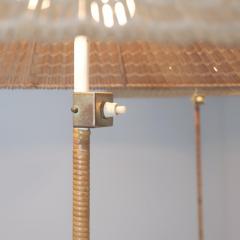 Paavo Tynell Pair of Paavo Tynell Chinese Hat Floor Lamp 9602 Brass Rattan Taito 1950s - 4551287