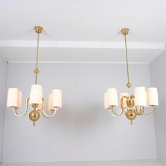 Paavo Tynell Pair of Paavo Tynell Commissioned Chandeliers in Brass Fabric Taito 1940s - 4366818