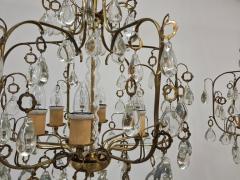 Paavo Tynell Pair of Paavo Tynell Crystal Brass Chandeliers Model 1487 for Taito 1940s - 3962146