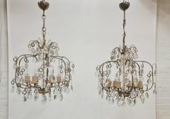 Paavo Tynell Pair of Paavo Tynell Crystal Brass Chandeliers Model 1487 for Taito 1940s - 3962149