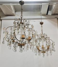 Paavo Tynell Pair of Paavo Tynell Crystal Brass Chandeliers Model 1487 for Taito 1940s - 3962151