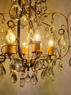 Paavo Tynell Pair of Paavo Tynell Crystal Brass Chandeliers Model 1487 for Taito 1940s - 3962152