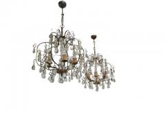 Paavo Tynell Pair of Paavo Tynell Crystal Brass Chandeliers Model 1487 for Taito 1940s - 3962154