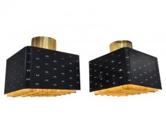 Paavo Tynell Pair of Paavo Tynell Starry Sky Ceiling Lamps 9068 In Black Brass Idman 1960s - 3950907