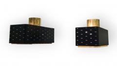 Paavo Tynell Pair of Paavo Tynell Starry Sky Ceiling Lamps 9068 in Black Brass Idman 1950s - 4248926