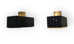 Paavo Tynell Pair of Paavo Tynell Starry Sky Ceiling Lamps 9068 in Black Brass Idman 1950s - 4248927