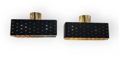 Paavo Tynell Pair of Paavo Tynell Starry Sky Ceiling Lamps 9068 in Black Brass Idman 1950s - 4248928