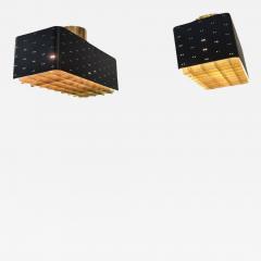 Paavo Tynell Pair of Paavo Tynell Starry Sky Ceiling Lamps 9068 in Black Brass Idman 1950s - 4250868