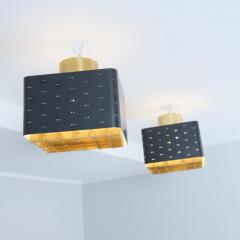 Paavo Tynell Pair of Paavo Tynell Starry Sky Flush Mounts 9068 In Black Brass Idman 1960s - 4717294