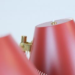 Paavo Tynell Pair of Paavo Tynell Table Lamps Model 9227 in Red and Brass Idman - 4183819