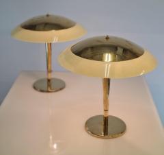 Paavo Tynell Pair of Paavo Tynell Umbrella Table Lamps 5061 Brass Glass Taito 1940s - 4001296