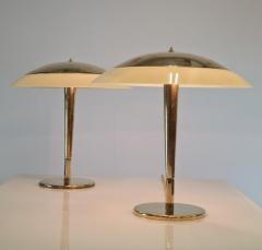 Paavo Tynell Pair of Paavo Tynell Umbrella Table Lamps 5061 Brass Glass Taito 1940s - 4001297