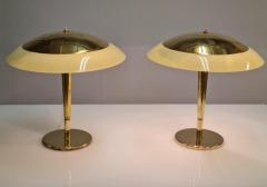Paavo Tynell Pair of Paavo Tynell Umbrella Table Lamps 5061 Brass Glass Taito 1940s - 4001301