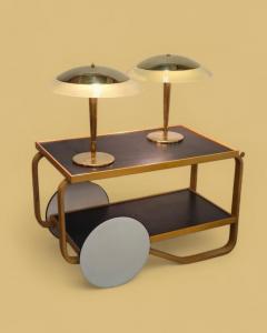 Paavo Tynell Pair of Paavo Tynell Umbrella Table Lamps 5061 Brass Glass Taito 1940s - 4001305