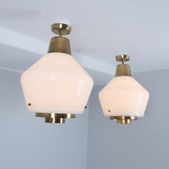 Paavo Tynell Rare Huge Pair of Paavo Tynell Pendants Brass Glass Model 3353 Taito 1950s - 4449177