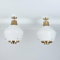 Paavo Tynell Rare Huge Pair of Paavo Tynell Pendants Brass Glass Model 3353 Taito 1950s - 4449178