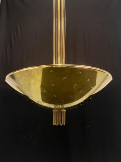 Paavo Tynell Rare Paavo Tynell Chandelier in Perforated Brass Wire Decoration Taito 1950s - 3966714