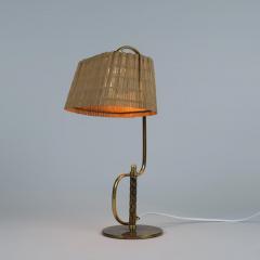 Paavo Tynell Rare Paavo Tynell S Table Lamp 9202 in Full Brass Rattan Shade Taito 1940s - 4231059