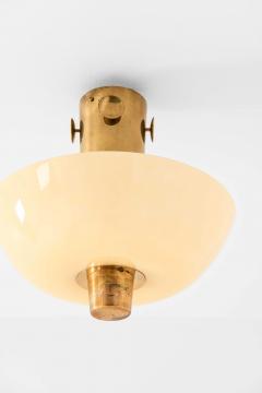 Paavo Tynell Scandinavian Modern Ceiling Lamp in Brass Opaline Glass by Paavo Tynell 1950s - 4736424