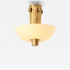 Paavo Tynell Scandinavian Modern Ceiling Lamp in Brass Opaline Glass by Paavo Tynell 1950s - 4738533