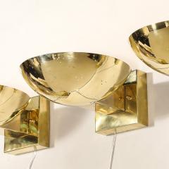 Paavo Tynell Set of Four Mid Century Modernist Polished Brass Sconces by Paavo Tynell - 4438786