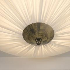 Paavo Tynell Style Flush Mount in Brass Pleated Fabric Finland c 1950s - 4789684