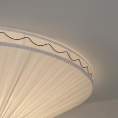 Paavo Tynell Style Flush Mount in Brass Pleated Fabric Finland c 1950s - 4789689