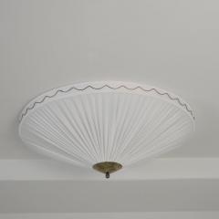 Paavo Tynell Style Flush Mount in Brass Pleated Fabric Finland c 1950s - 4789697