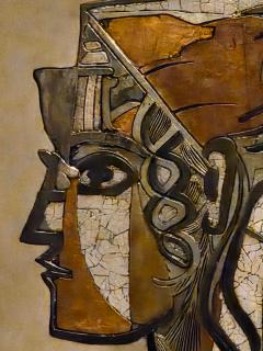 Pablo Picasso Large 1970s Italian Eggshell Lacquer Relief Panel After Picasso Sylvette 1954  - 4686829