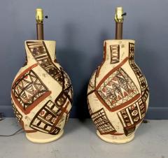 Pablo Picasso Mid Century Ceramic Lamps Hand Painted in the Manner of Picasso - 2478391