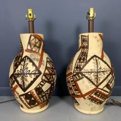 Pablo Picasso Mid Century Ceramic Lamps Hand Painted in the Manner of Picasso - 2478392