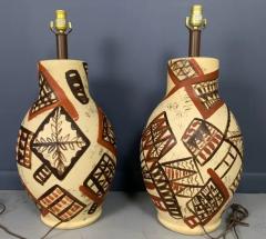 Pablo Picasso Mid Century Ceramic Lamps Hand Painted in the Manner of Picasso - 2478393