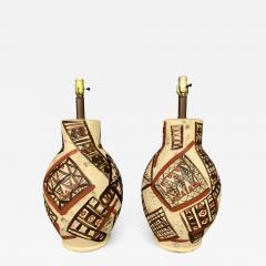 Pablo Picasso Mid Century Ceramic Lamps Hand Painted in the Manner of Picasso - 2482695