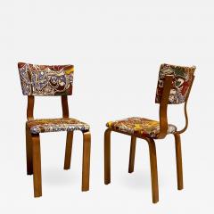 Pablo Picasso Midcentury Thonet Bentwood Side Chairs with Pablo Picasso LTD Edition Fabric - 1798715