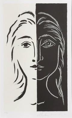 Pablo Picasso Portrait en Deux Parties Noire et Blanche - 2881519