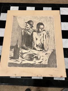 Pablo Picasso RARE EARLY LE REPAS FRUGAL PENCIL SIGNED PICASSO ETCHING DRYPOINT - 4388877