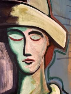 Pablo Picasso WOMAN WITH HAT AND APPLE NEAR CASTLE PAINTING IN THE VEIN OF PICASSO - 3165727