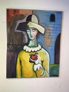 Pablo Picasso WOMAN WITH HAT AND APPLE NEAR CASTLE PAINTING IN THE VEIN OF PICASSO - 3165732