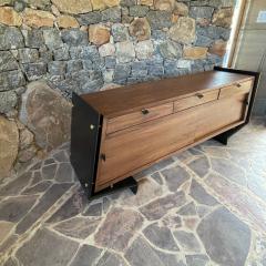 Pablo Romo Custom Cut Modern Floating Credenza in Walnut Bronze Leather by AMBIANIC - 2215555