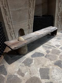 Pablo Romo Limited edition Rustic Modern Live Edge Wood Rock Bench Pablo Romo Mexico - 3178104