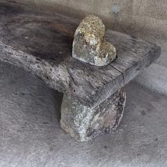 Pablo Romo Primitive Rustic Bench Spanish Mesquite Wood and Rock Stone - 3591676